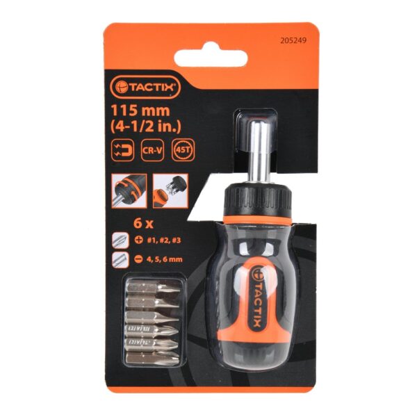Stubby Ratchet Screwdriver 6pc Set Packed