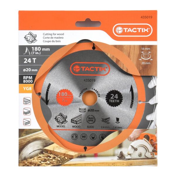 Circular Saw Blade for Wood YG8 CARBIDE TIP 180X20MMX24T Packaged