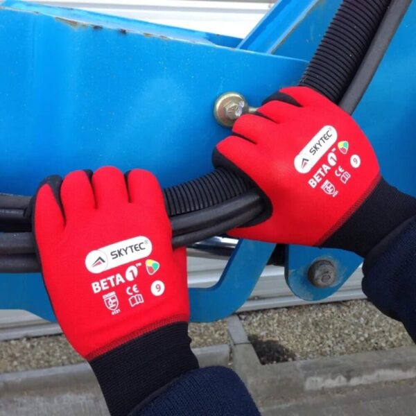 SKYTEC Beta 1 Red Gloves (General Handling) inuse