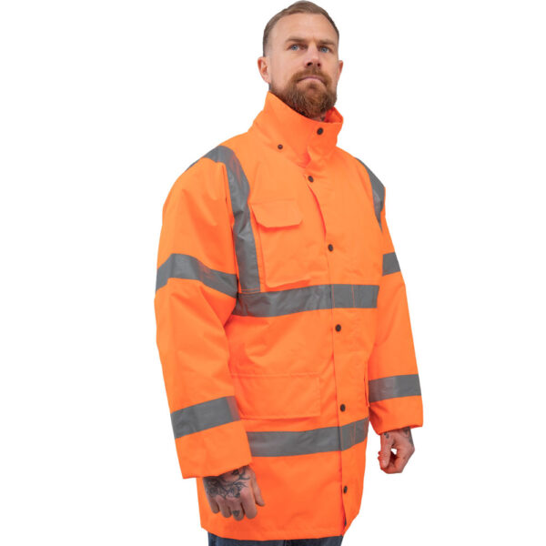 Hi-Vis Waterproof Contractors Jacket Orange Front