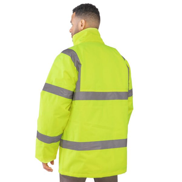 Hi-Vis Waterproof Contractors Jacket Yellow Back