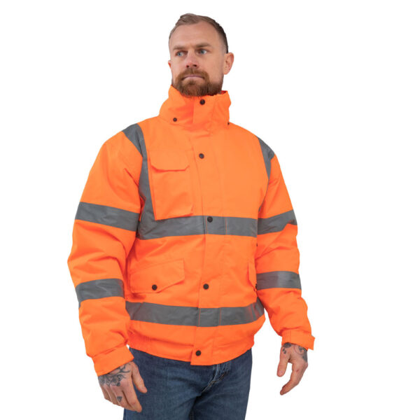 Hi-Vis Waterproof Bomber Jacket Orange Front