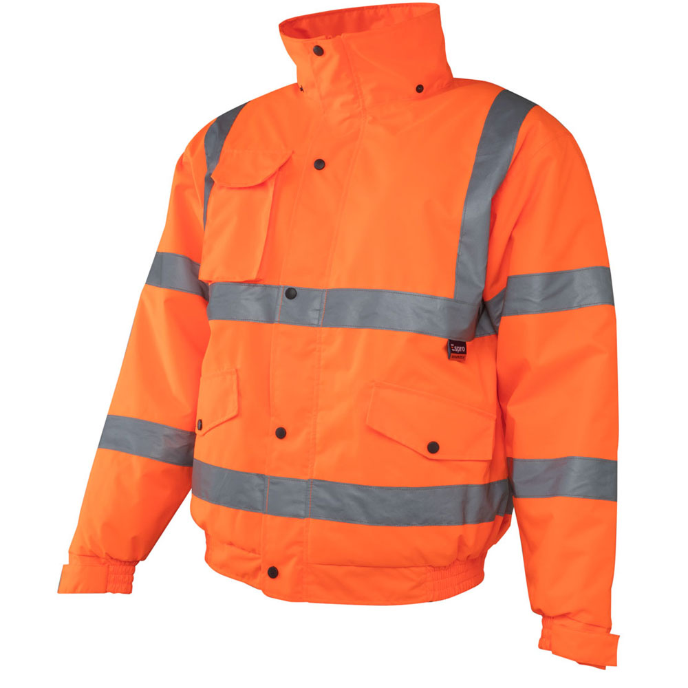 Hi-Vis Waterproof Bomber Jacket Orange EN20471 Class 3