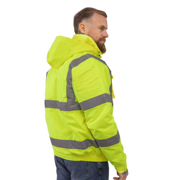 Hi-Vis Waterproof Bomber Jacket Yellow back