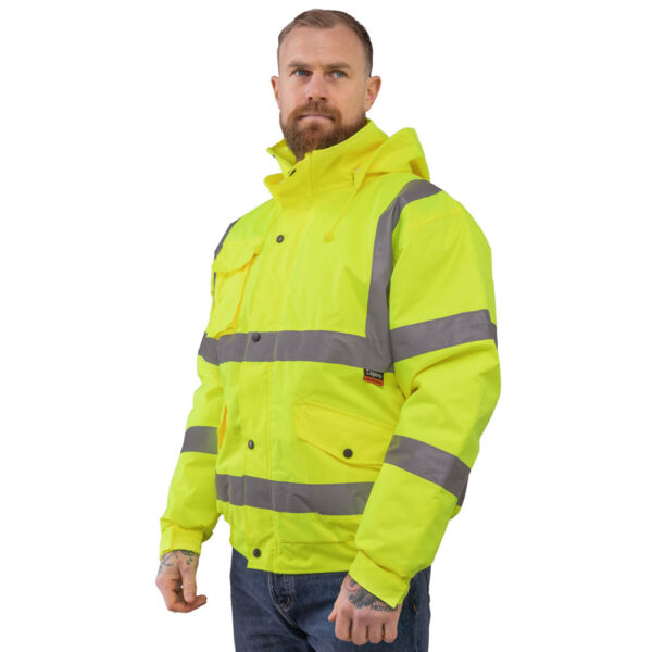 Hi-Vis Waterproof Bomber Jacket Yellow side