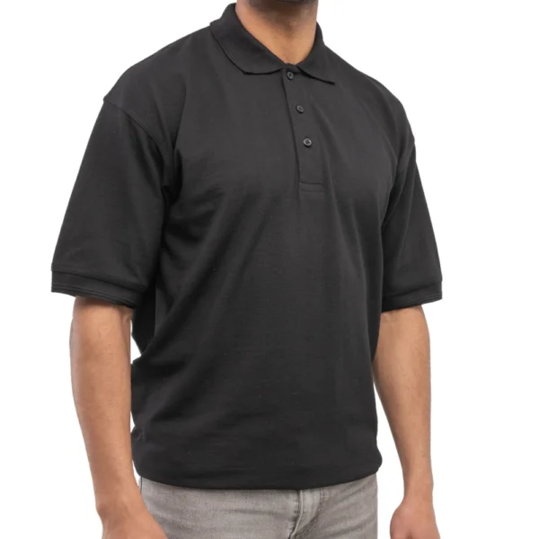 Black Polo Shirt 220gsm Poly Cotton right