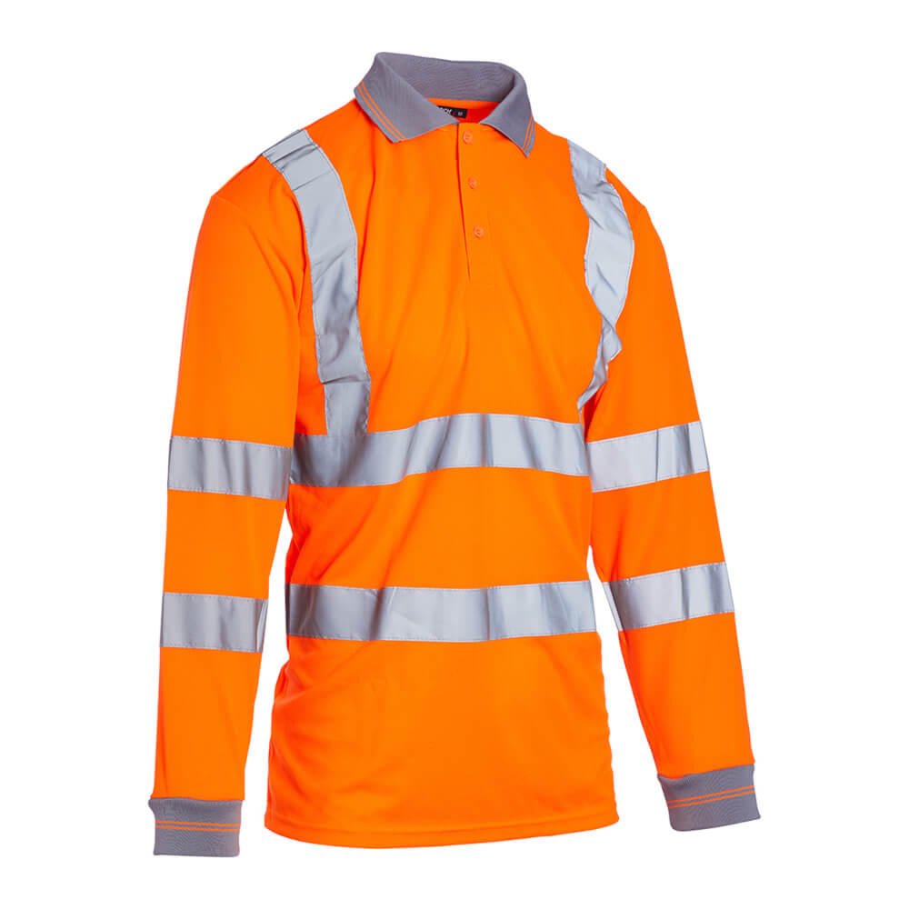 Hi-Vis Polo Shirt Long Sleeve - Orange - EN20471 Class 3