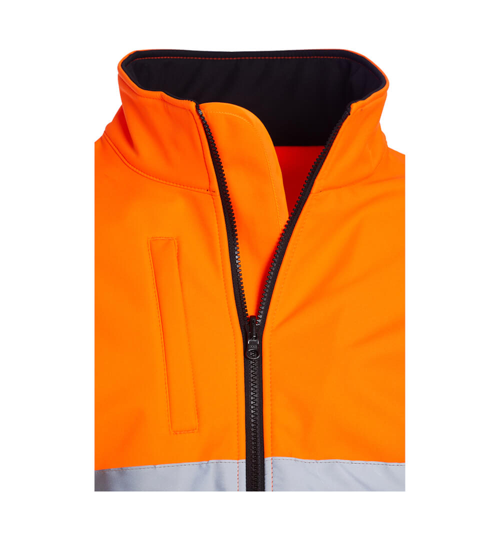 Hi-Vis Soft Shell Jacket Orange EN20471 Class 3 - neck