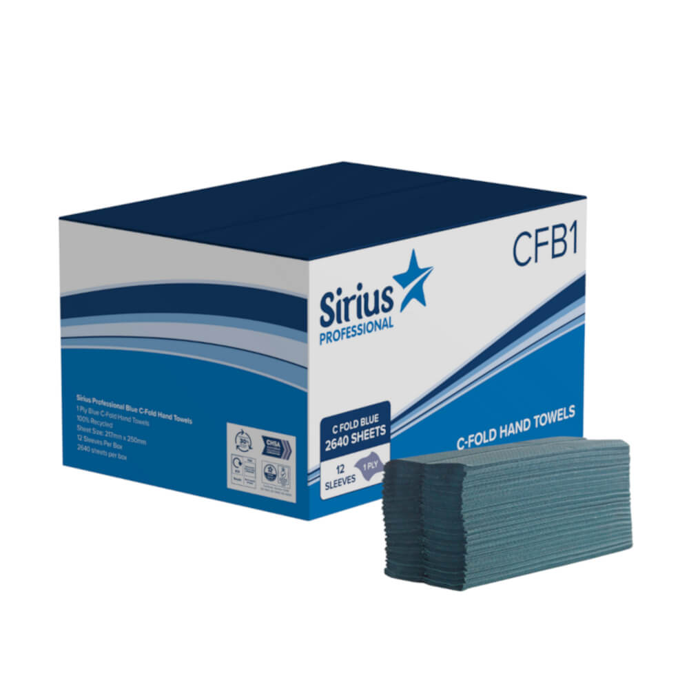 Sirius Professional C-Fold Blue Hand Towels 1 Ply