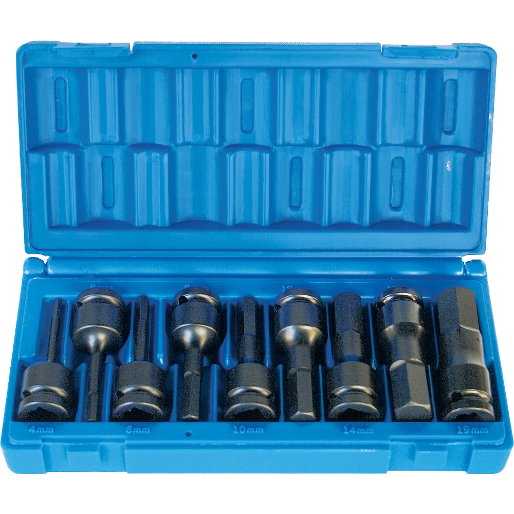 1/2 Square Drive Impact Male Hex Driver Set - Metric 9 Piece - SET08MHDM