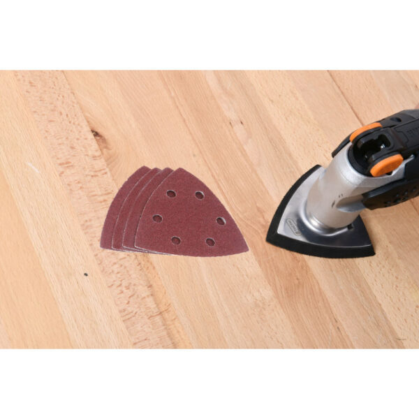 TAC437093 TACTIX MUTI TOOL DELTA SANDING BACKING PAD 92mm in use