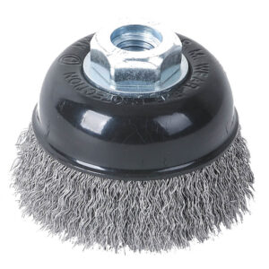 Tactix crimped stainless steel wire cup brush – M14x2 Thread